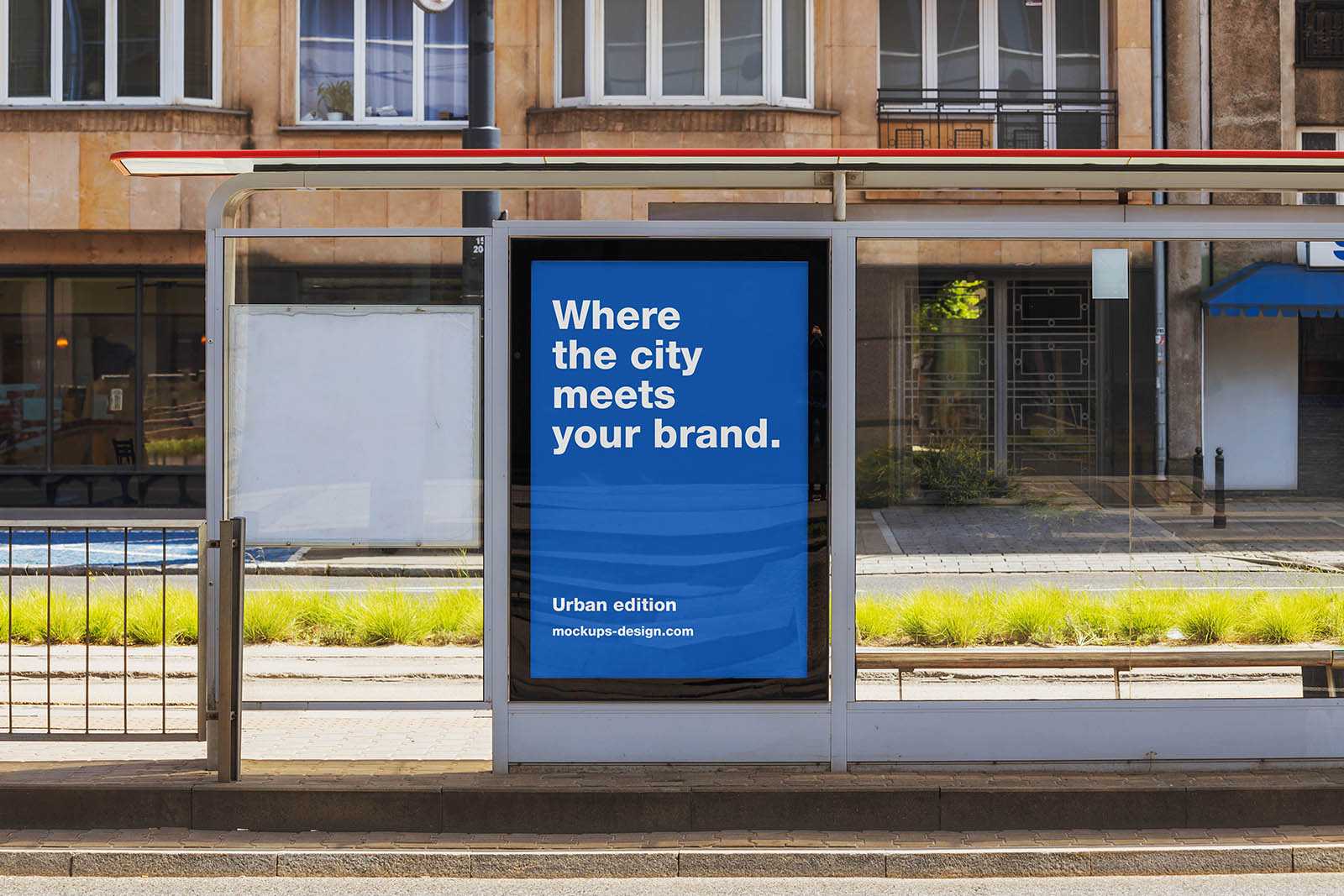 Urban transit shelter poster mockup