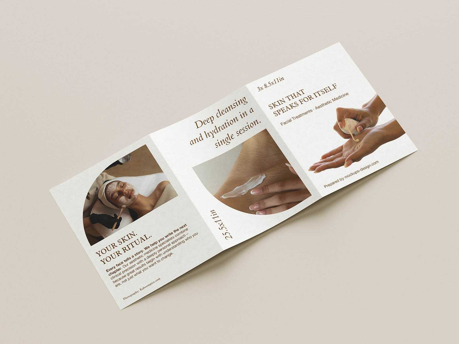 US 3x8.5x11in trifold flyer mockup