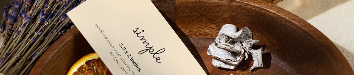 US business card in wooden bowl mockup
