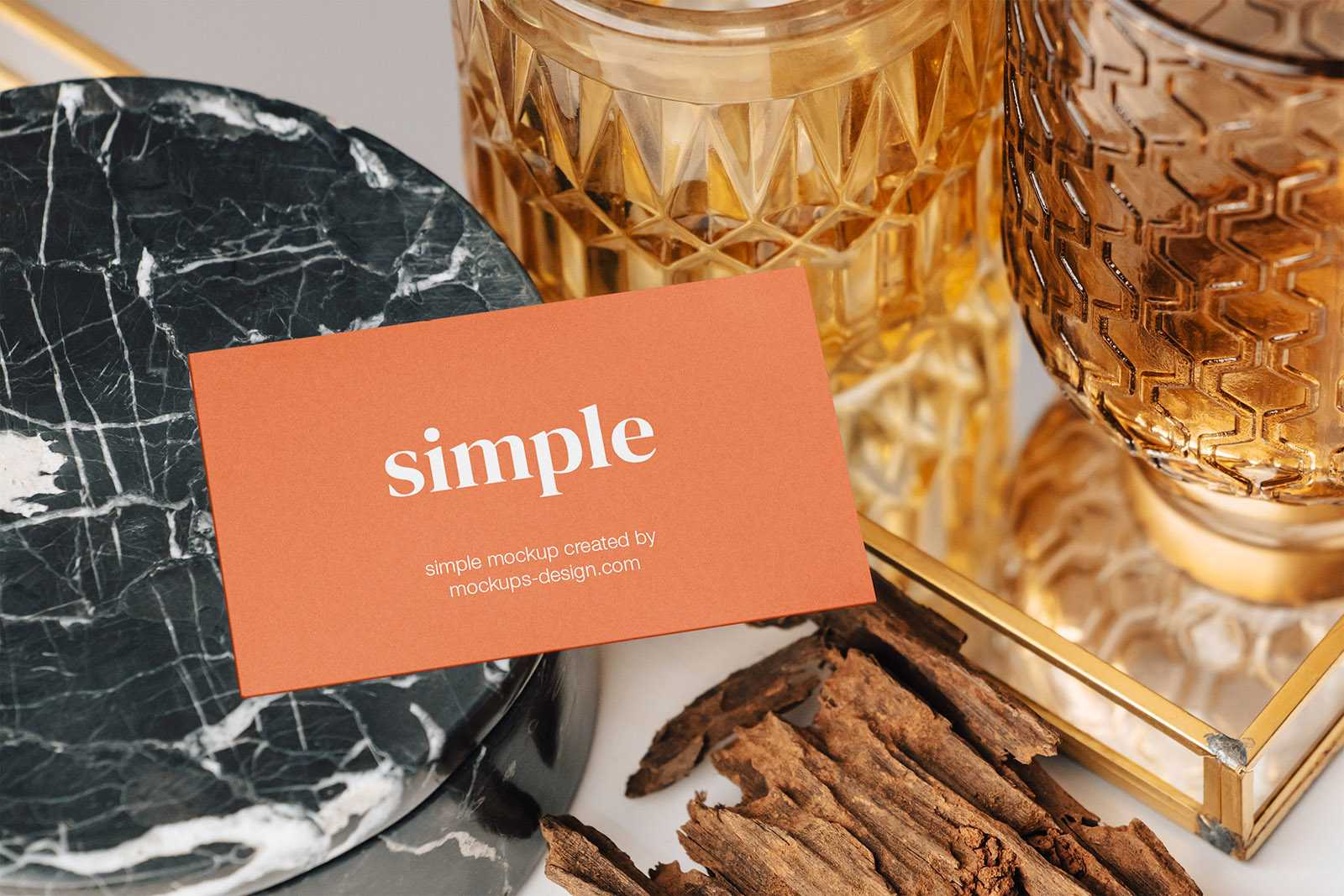 US business card with glass vases mockup