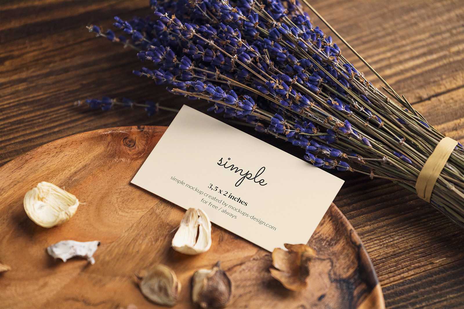 US business card with lavender mockup