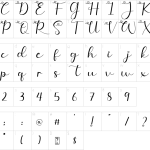 Mapa de caracteres da fonte Valentine Soul Font