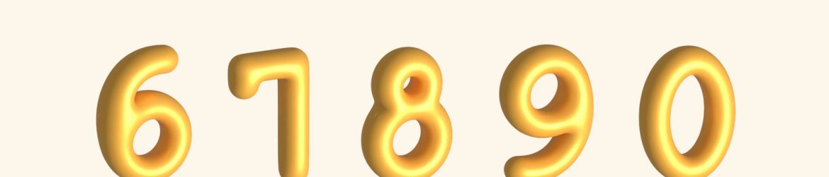 Vector 3D golden numbers and symbols set
