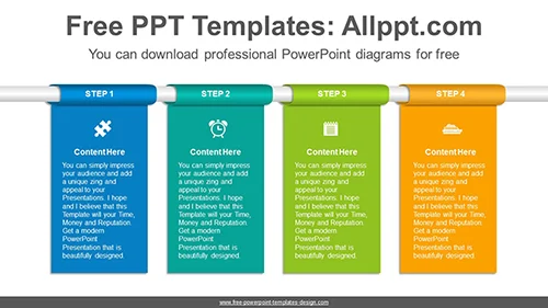 Vertical banner flow PowerPoint Diagram Template