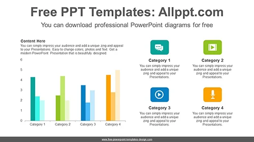 Vertical clustered bar chart PowerPoint Diagram Template