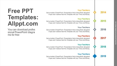 Vertical diamond point PowerPoint Diagram Template