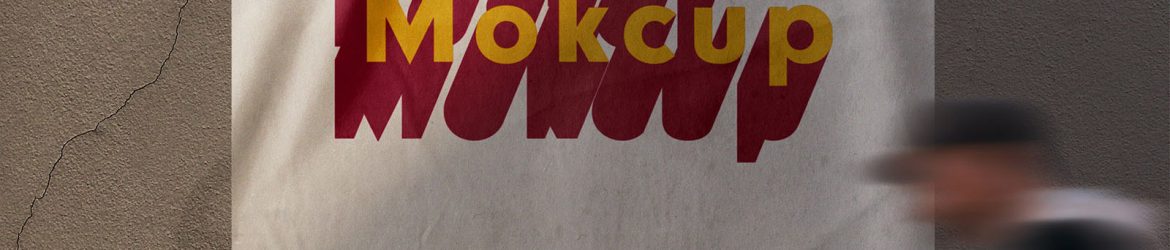 Vertical Glued Wall Poster Mockup