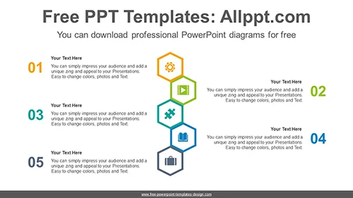 Vertical hexagonal list PowerPoint Diagram Template
