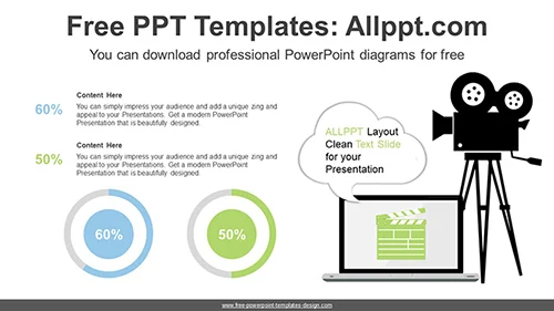 Video Related Doughnut Charts PPT Diagram