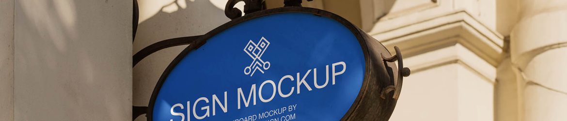 Vintage elliptical signboard mockup
