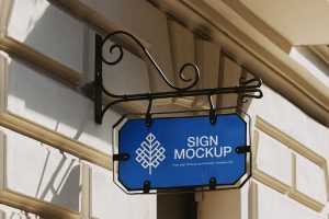 Vintage wall signboard mockup