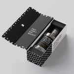 Vodka bottle in box mockup