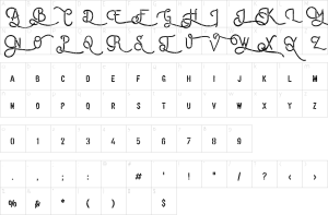 Mapa de caracteres da fonte Vulturemotor Font
