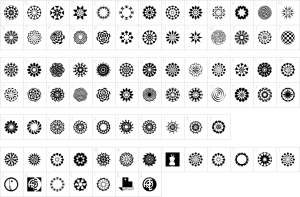 Mapa de caracteres da fonte Wach Op-Art Font