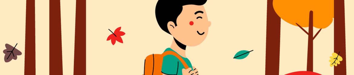 Walking to School Illustration