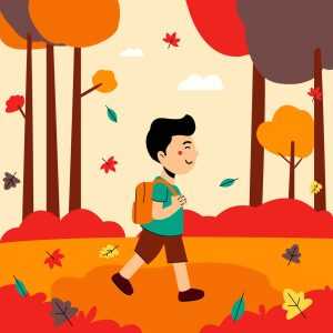 Walking to School Illustration