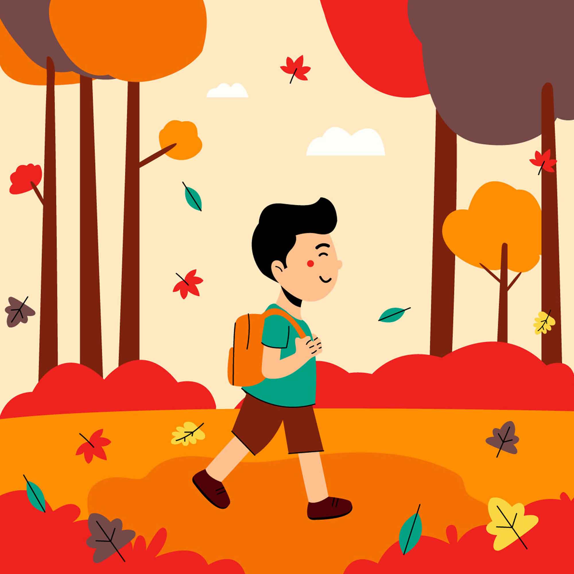 Walking to School Illustration