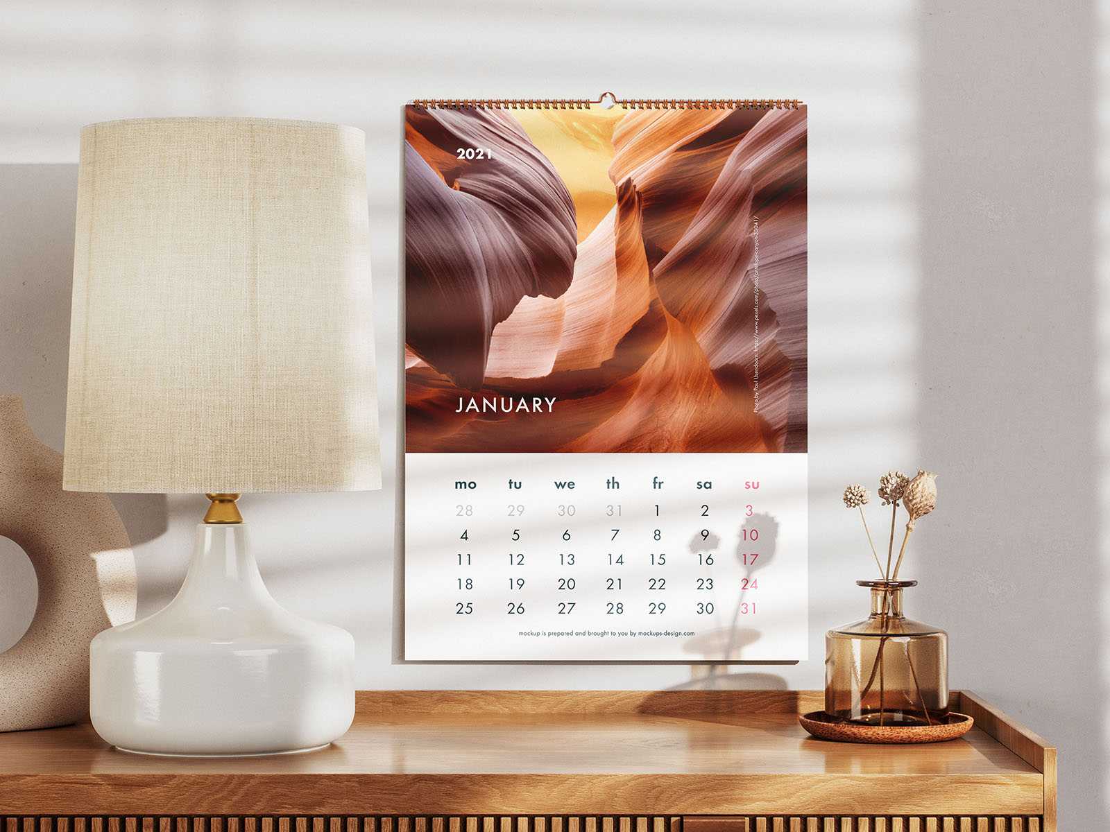 Wall calendar mockup