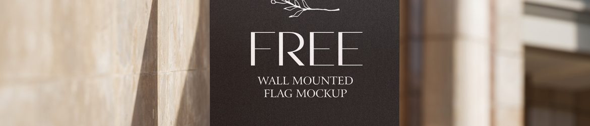 Wall mounted flag mockup Wall mounted flag mockup
