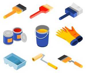 Wall Painting Tools Isometric Icons