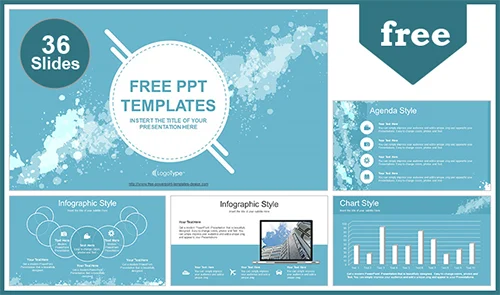 Water Colored Splashes PowerPoint Template