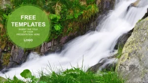 Water flowing among rocks Nature PPT Templates
