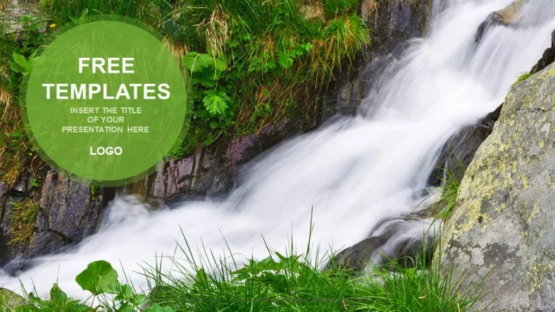 Water flowing among rocks Nature PPT Templates