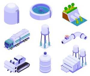 Water Purification Isometric Icons