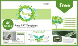 Watercolor Butterflies Tree PowerPoint Templates