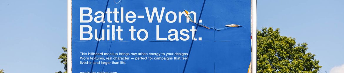 Weathered roadside billboard mockup