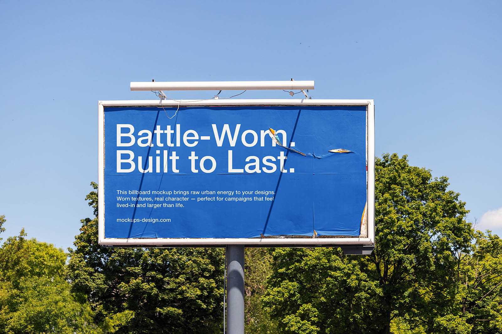 Weathered roadside billboard mockup