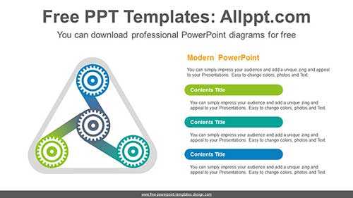 Wheels Rotating Gear PowerPoint Diagram