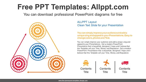 Wheels Rotating Gear PPT Diagram