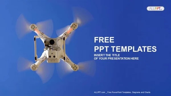 White drone in the sky PowerPoint Templates