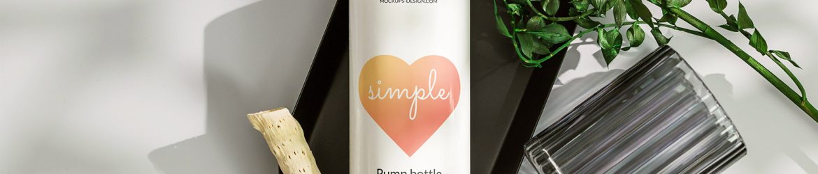 White pump bottle on clean background mockup