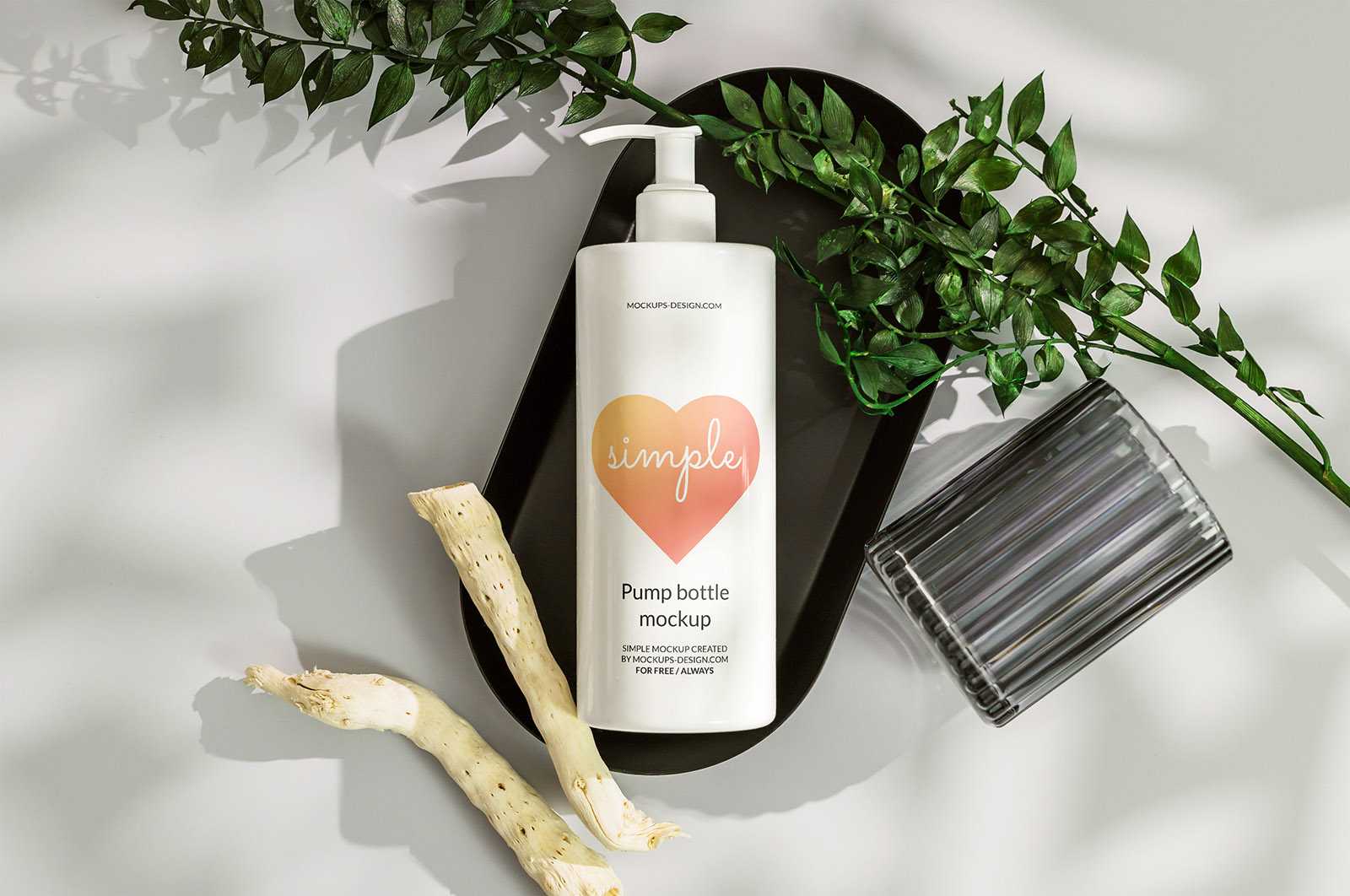 White pump bottle on clean background mockup