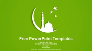 White silhouette of Mosque on moon PowerPoint Templates