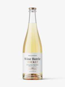 White wine bottle with crown cap mockup