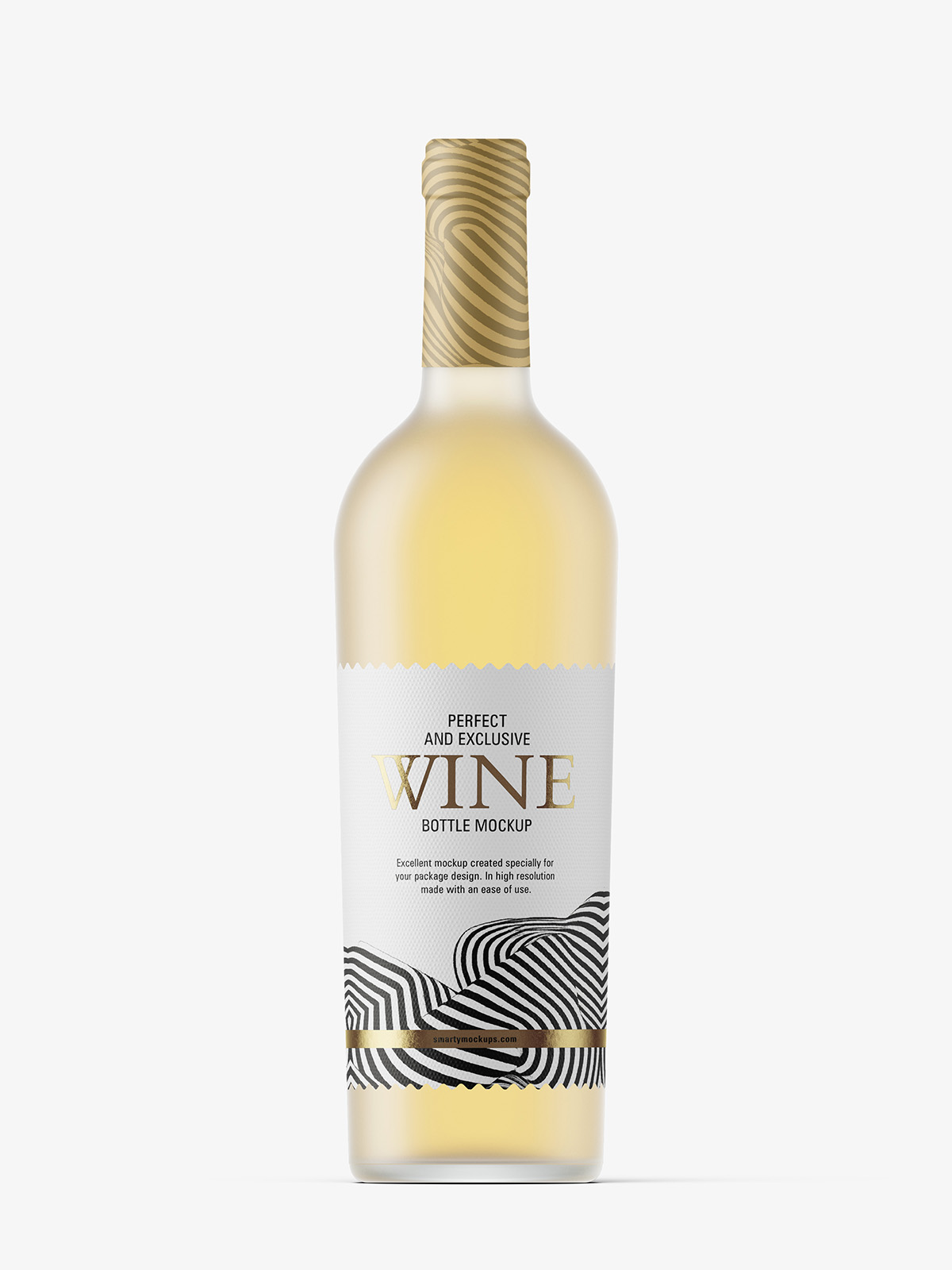 White wine frosted bottle mockup