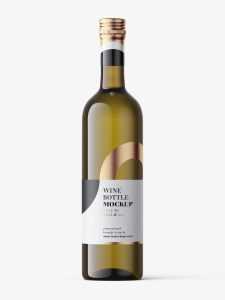 White wine in dark bottle mockup