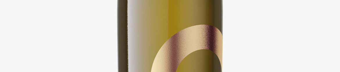 White wine in dark bottle mockup