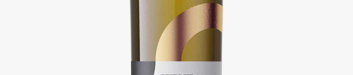White wine in dark bottle mockup