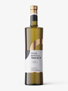 White wine in dark bottle mockup