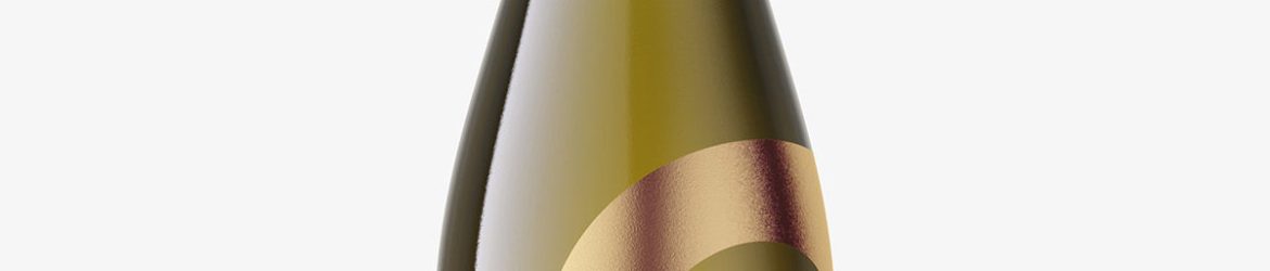 White wine in dark bottle mockup