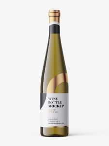White wine in dark bottle mockup