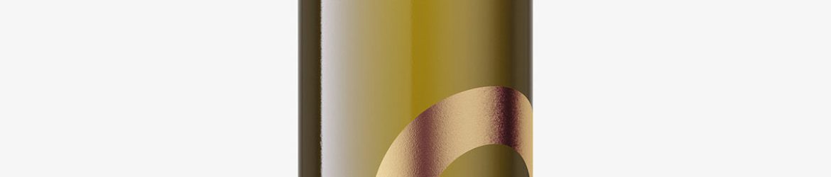 White wine in dark bottle mockup