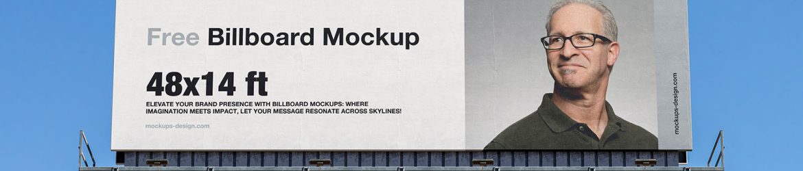 Wide billboard mockup / 48x14 ft