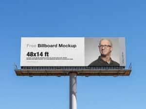Wide billboard mockup / 48x14 ft