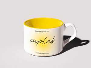 Wide ceramic coffee cup mockup