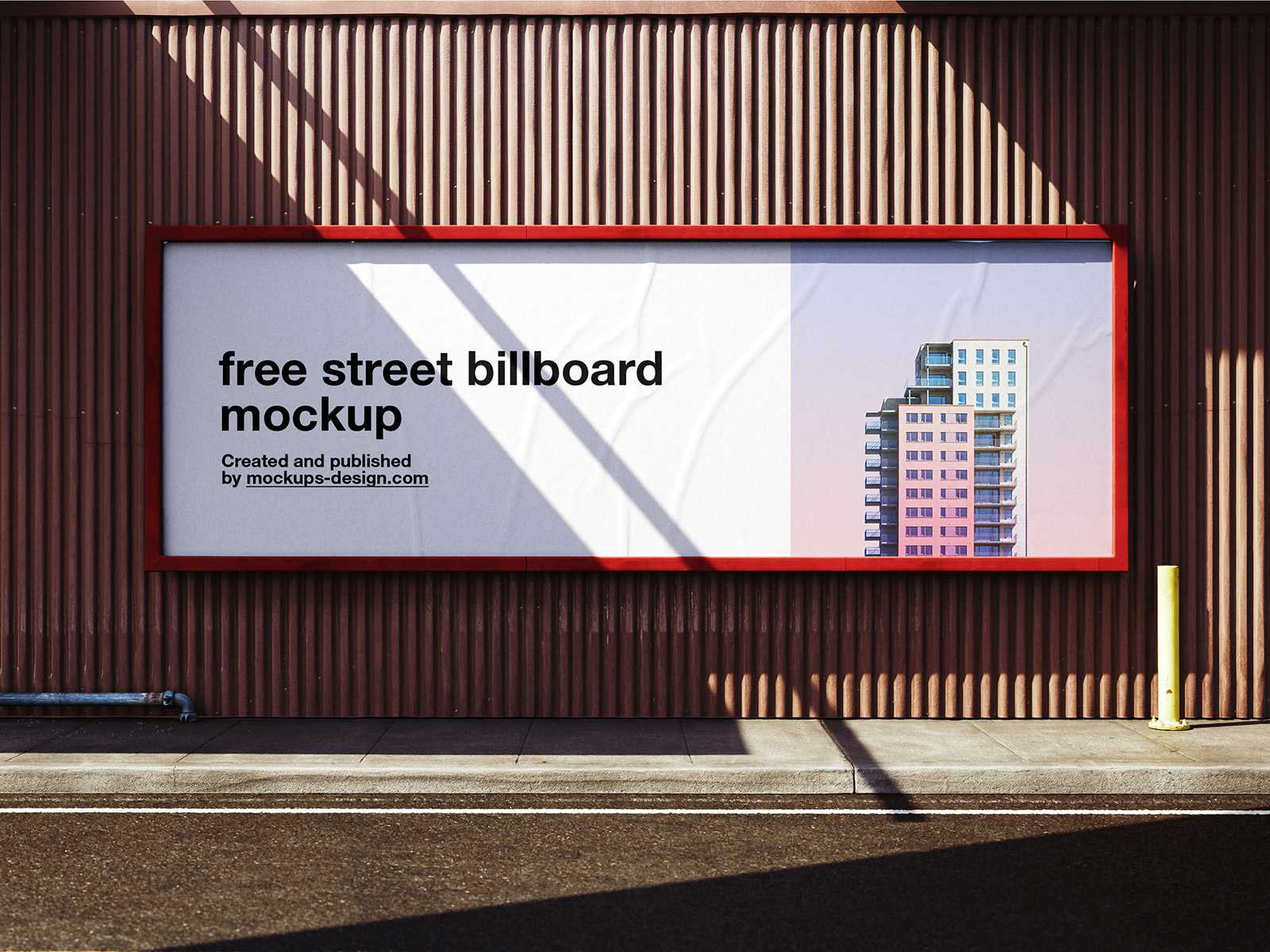 Wide street billboard mockup - Instant Download